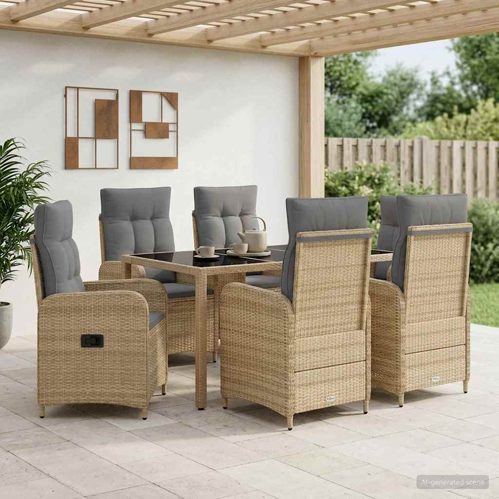 Set da pranzo per esterni 7 pcs Beige e Grigio Chiaro