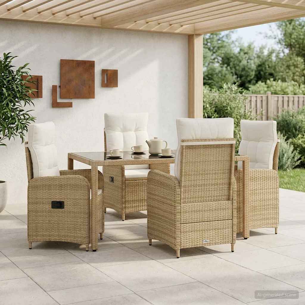 Set da pranzo per esterni 5 pcs Beige e Bianco Crema