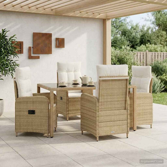 Set da pranzo per esterni 5 pcs Beige e Bianco Crema