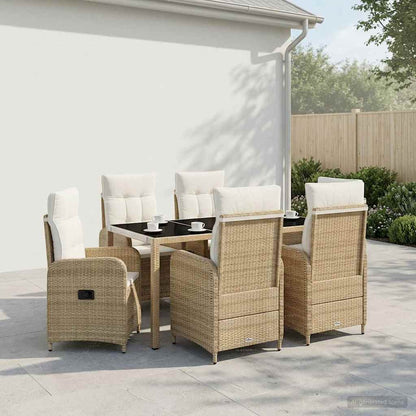 Set da pranzo per esterni 7 pcs Beige e Bianco Crema