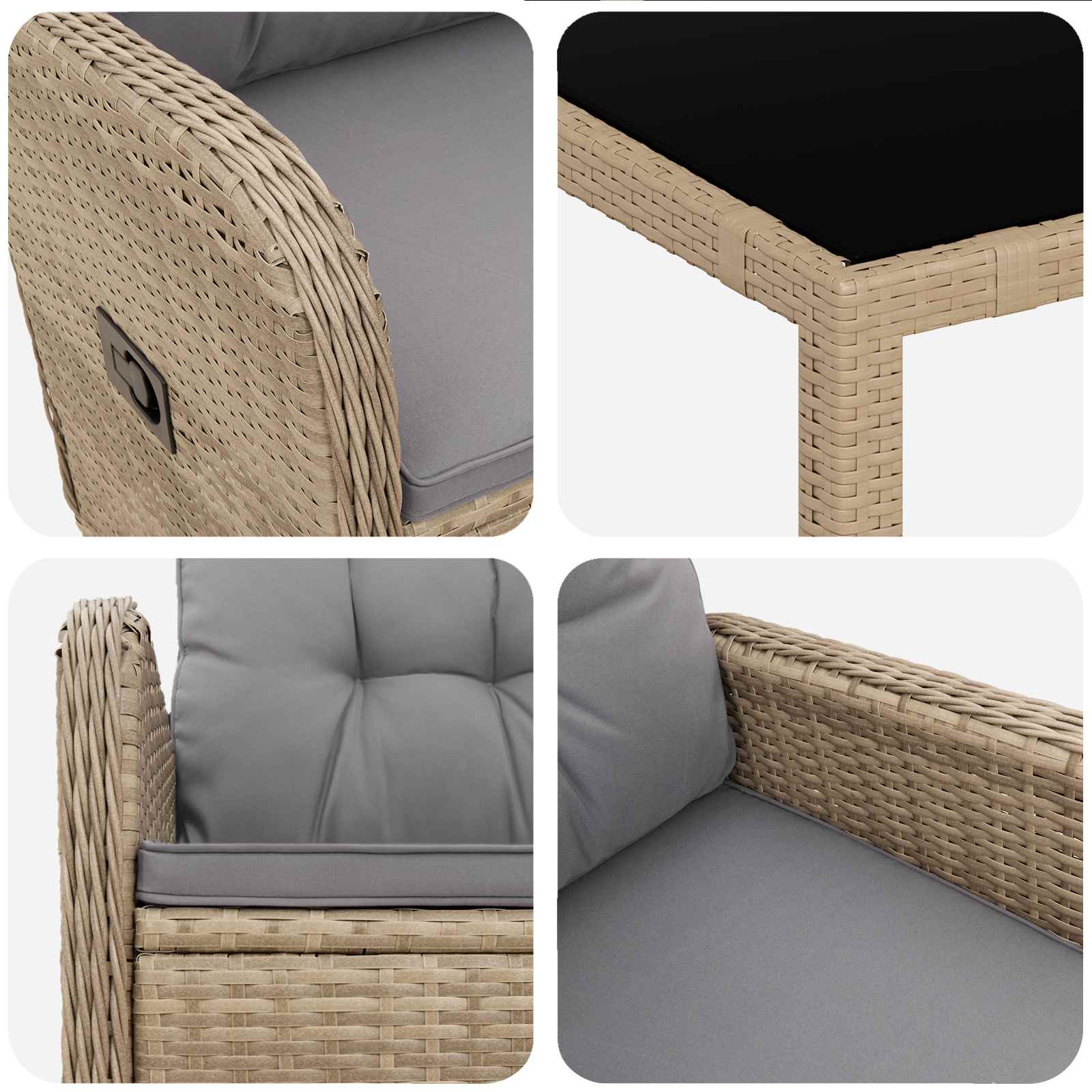Set da pranzo per esterni 7 pcs Beige e Grigio Chiaro | homemem39