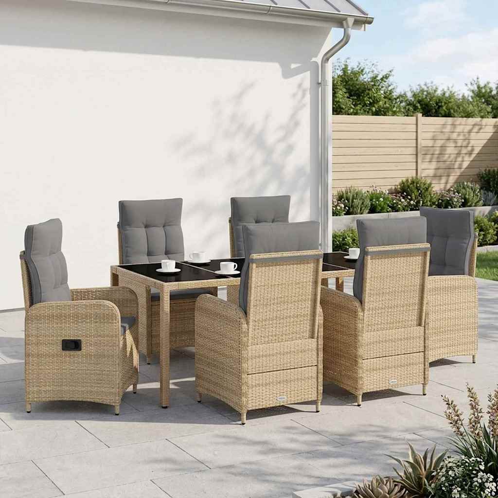 Set da pranzo per esterni 7 pcs Beige e Grigio Chiaro