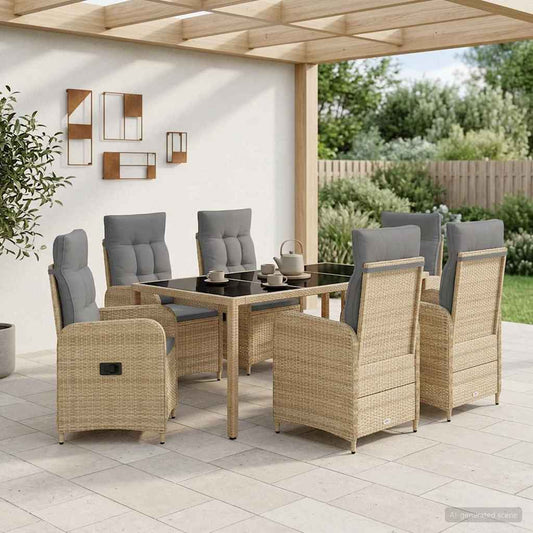 Set da pranzo per esterni 7 pcs Beige e Grigio Chiaro