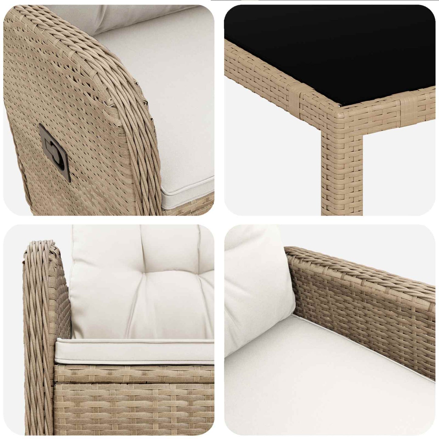 Set da pranzo per esterni 7 pcs Beige e Bianco Crema | homemem39