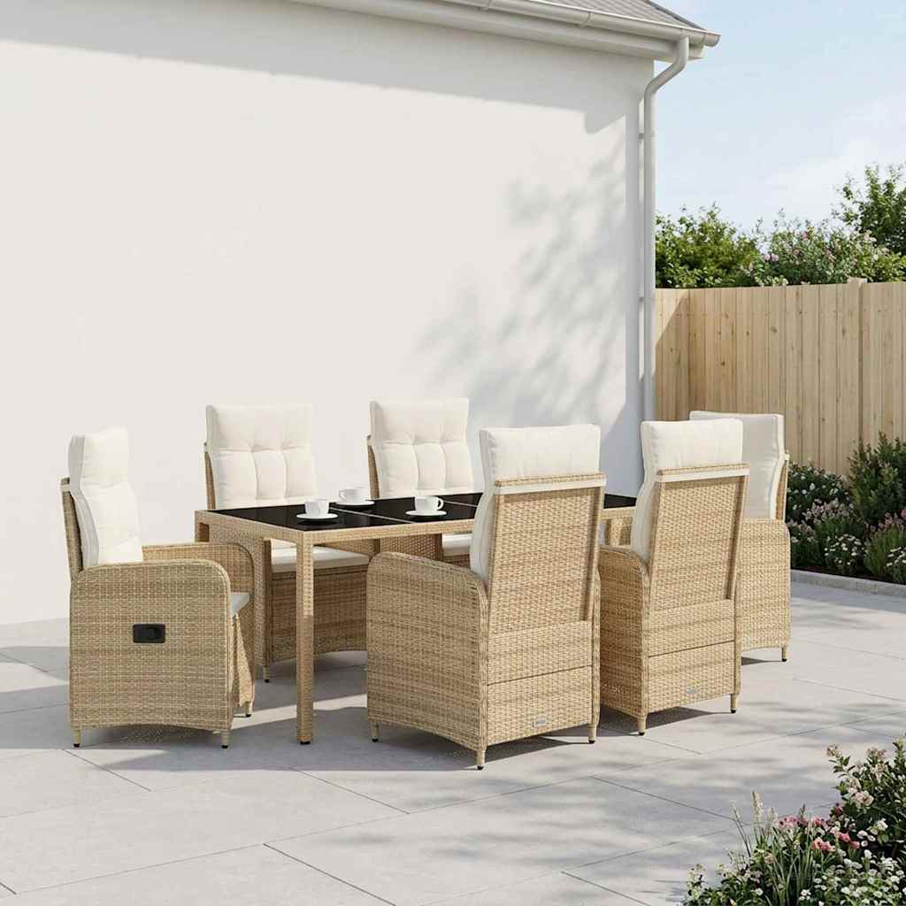 Set da pranzo per esterni 7 pcs Beige e Bianco Crema