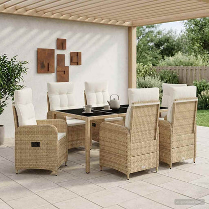 Set da pranzo per esterni 7 pcs Beige e Bianco Crema