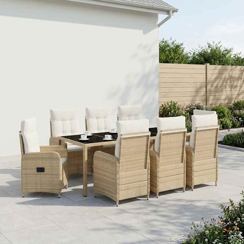 Set da pranzo per esterni 9 pcs Beige e Bianco Crema