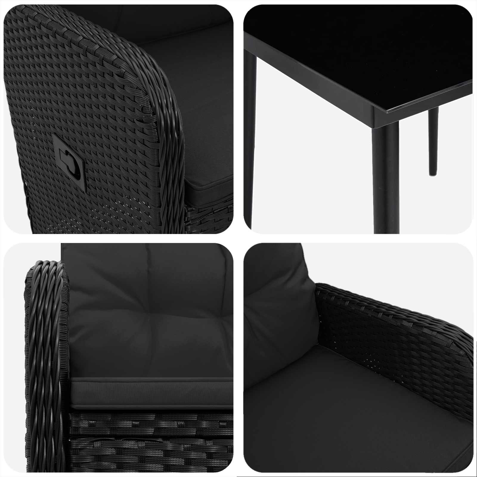 Set Tavolo da Salotto con cuscino con cuscino 5 pcs Nero | homemem39