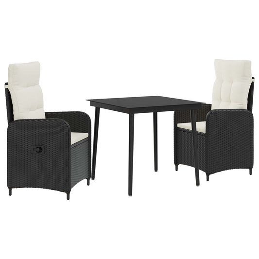 Set Tavolo da Salotto con cuscino 3 pcs Nero e Bianco Crema