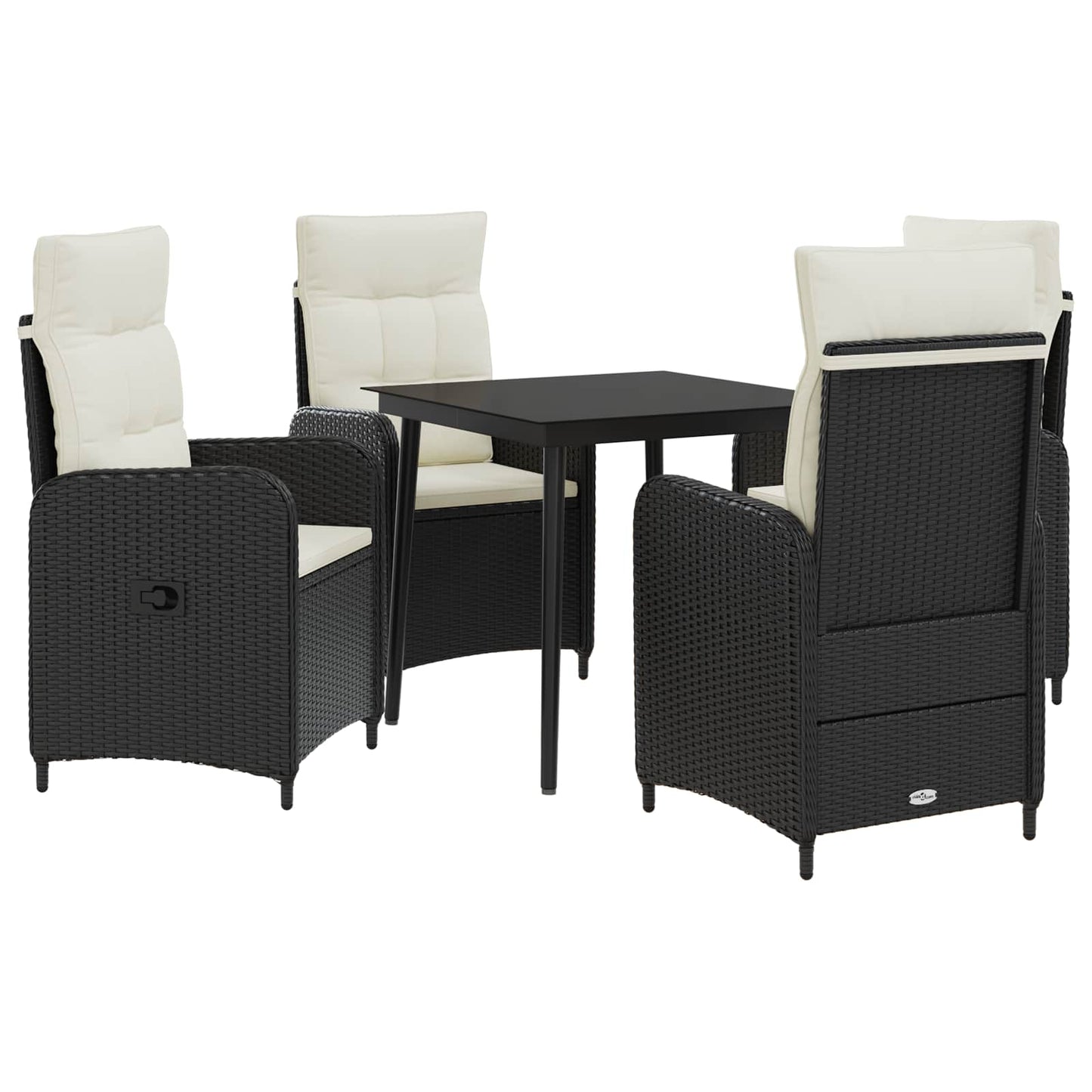 Set Tavolo da Salotto con cuscino 5 pcs Nero e Bianco Crema | homemem39