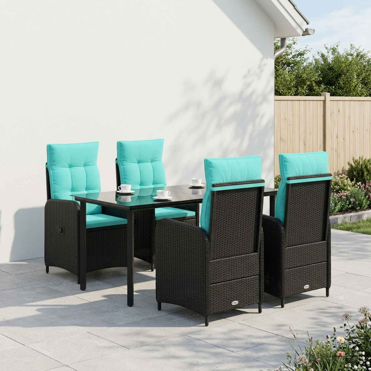 Set da Pranzo per Giardino 5 pz Nero e Turchese | homemem39