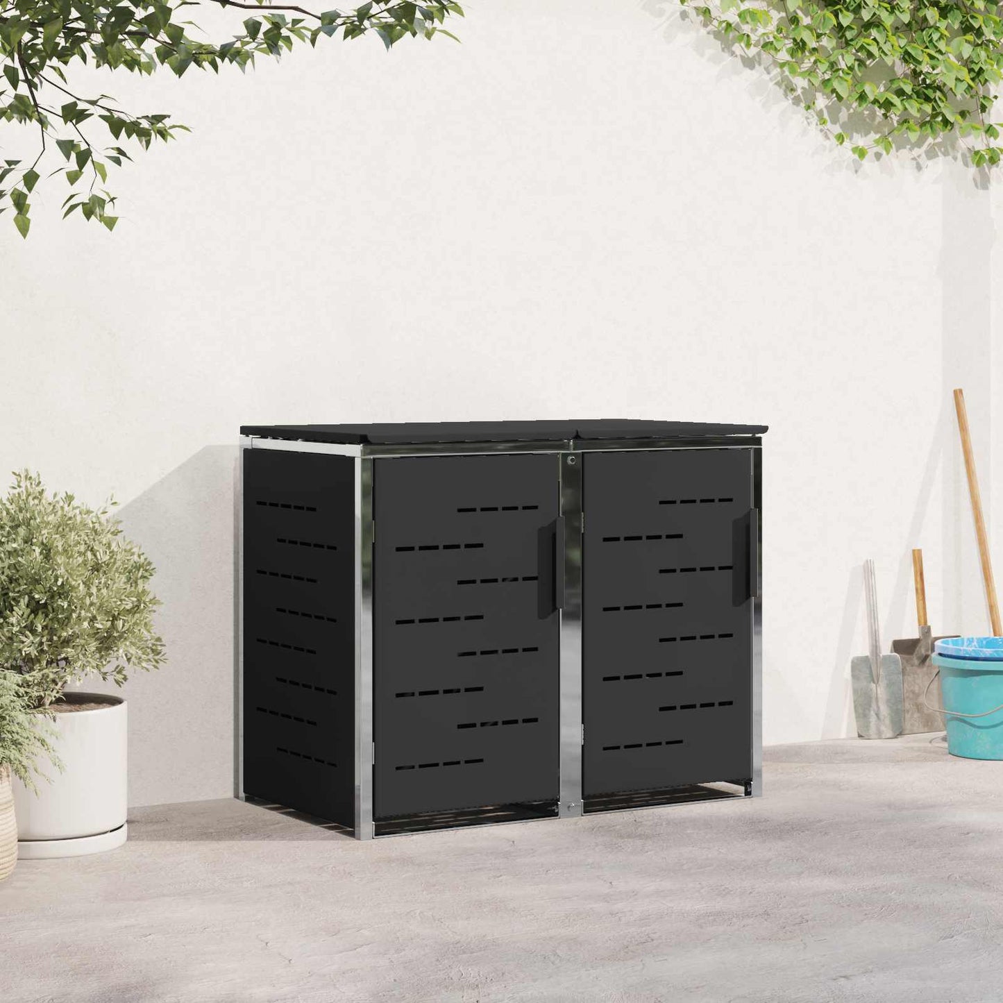 Stoccaggio contenitore a ruote Nero 138 x 77,5 x 112,5 cm | homemem39