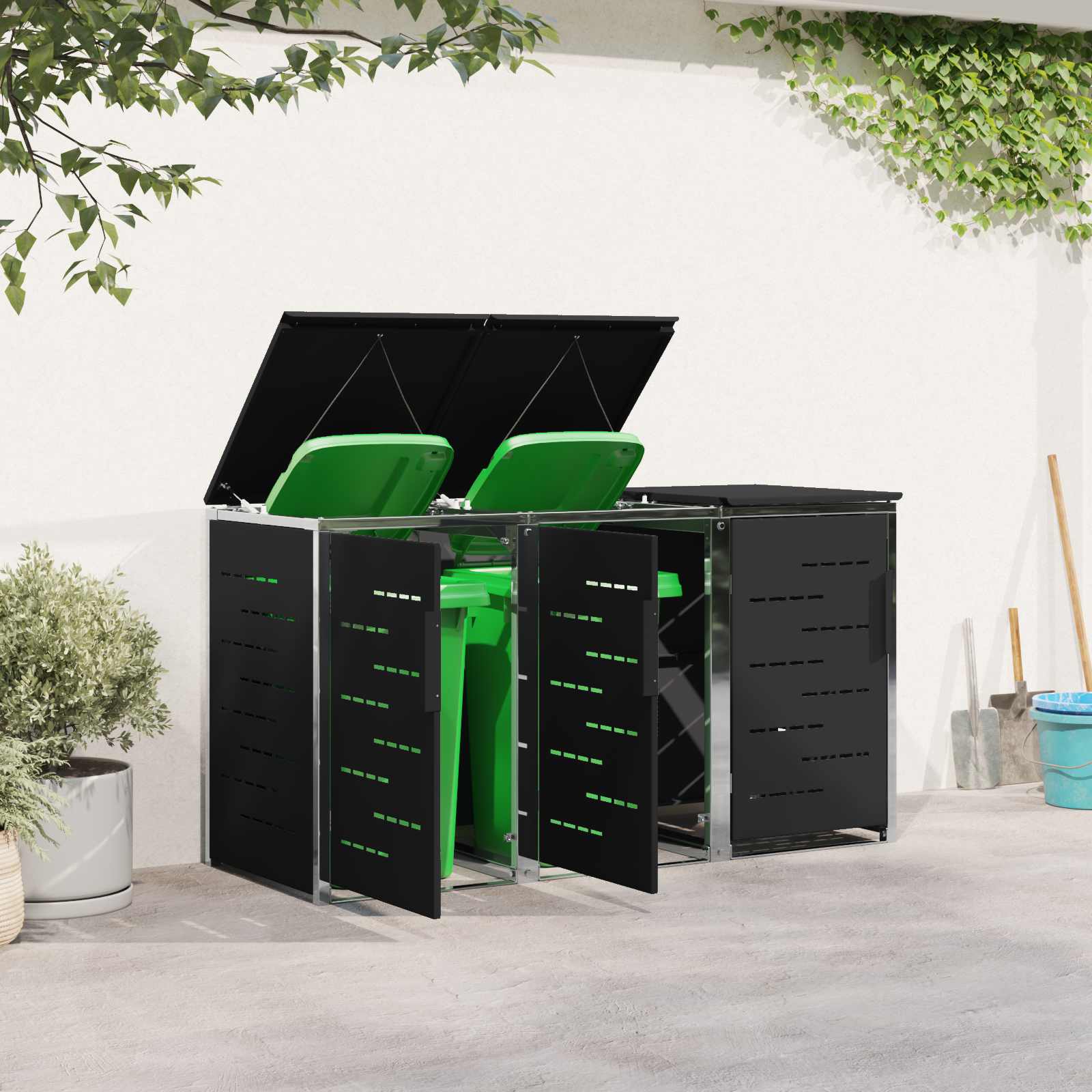 Stoccaggio contenitore a ruote Nero 207 x 77,5 x 112,5 cm | homemem39