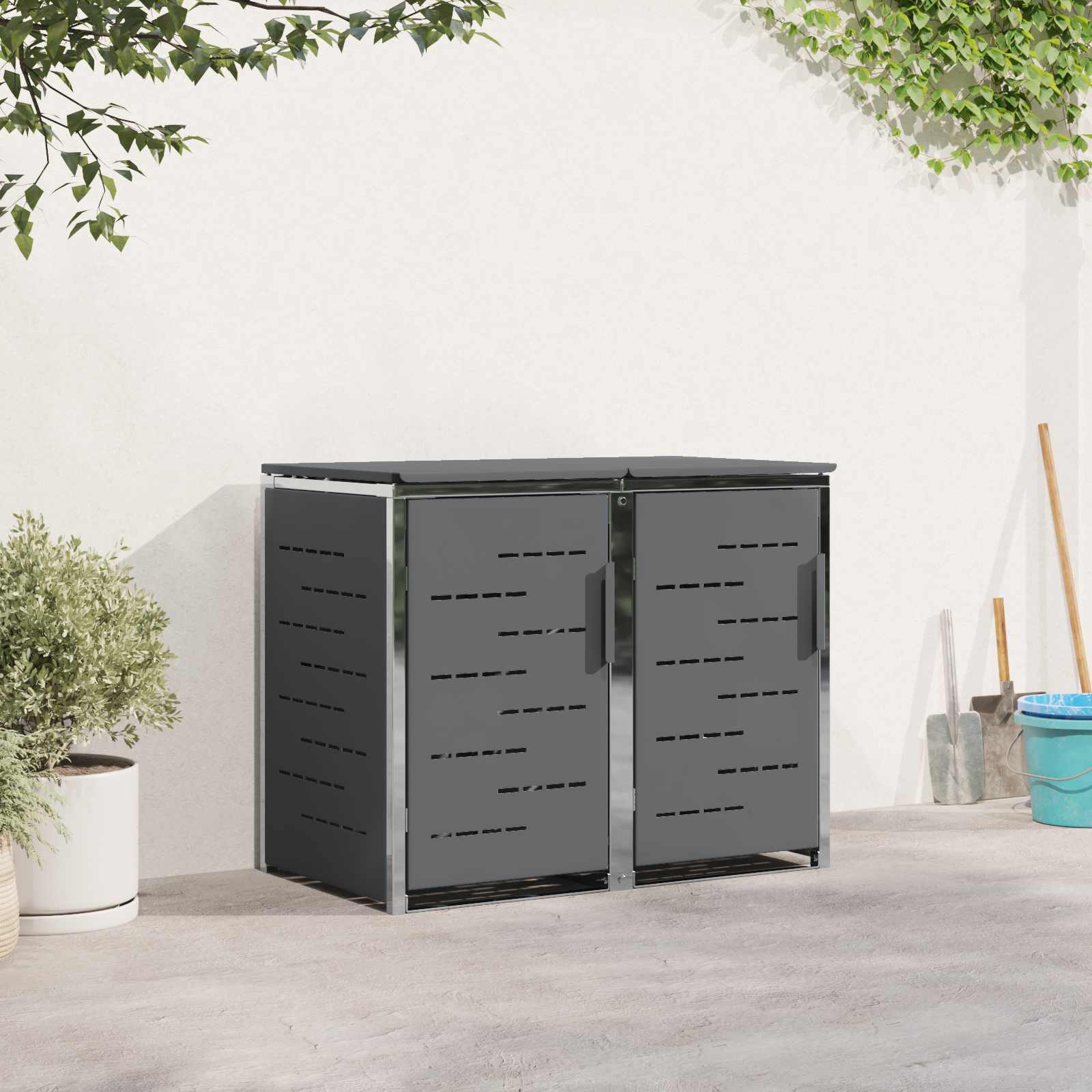 Stoccaggio contenitore a ruote Antracite 138 x 77,5 x 112,5 cm | homemem39