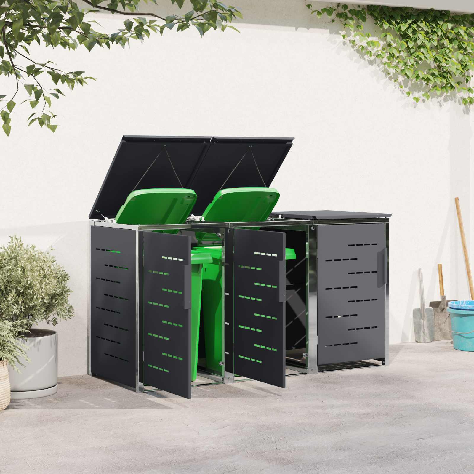 Stoccaggio contenitore a ruote Antracite 207 x 77,5 x 112,5 cm | homemem39