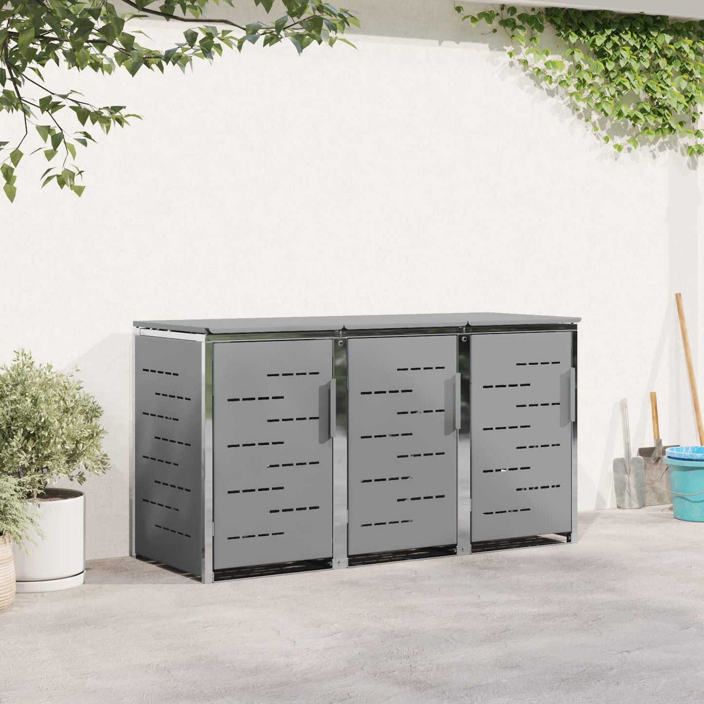 Stoccaggio contenitore a ruote Acciaio Inox Grigio | homemem39