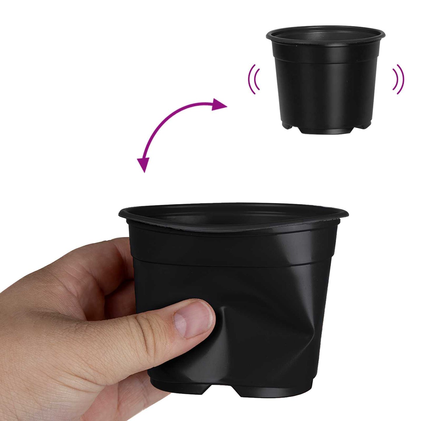 Vaso per Fiori 100 pcs Nero Ø 15 x 12.5 cm Plastica