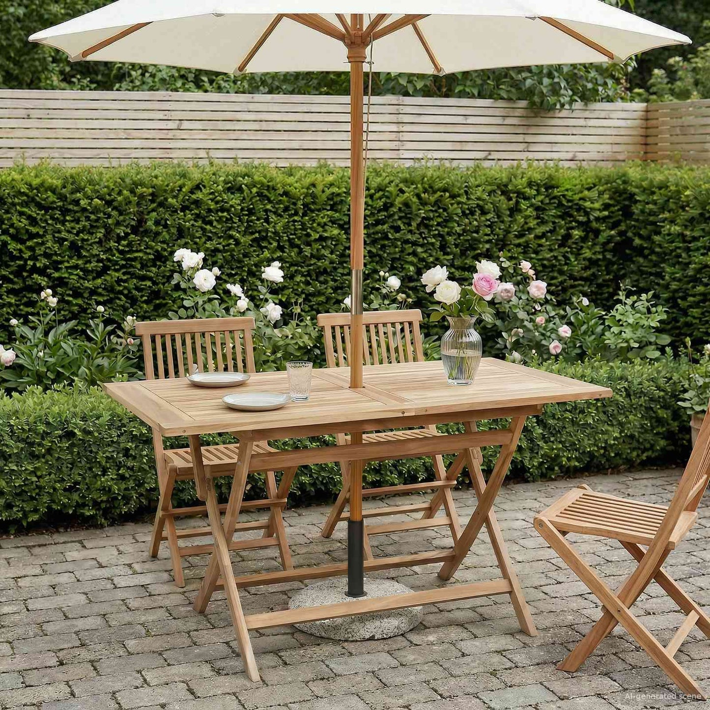 Tavolo da Giardino Pieghevole Naturale 120 x 70 x 75,5 cm | homemem39