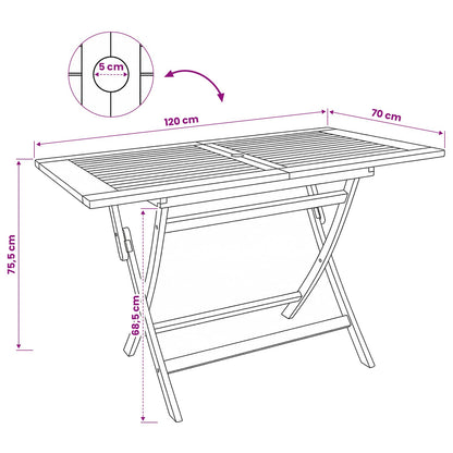 Tavolo da Giardino Pieghevole Naturale 120 x 70 x 75,5 cm | homemem39