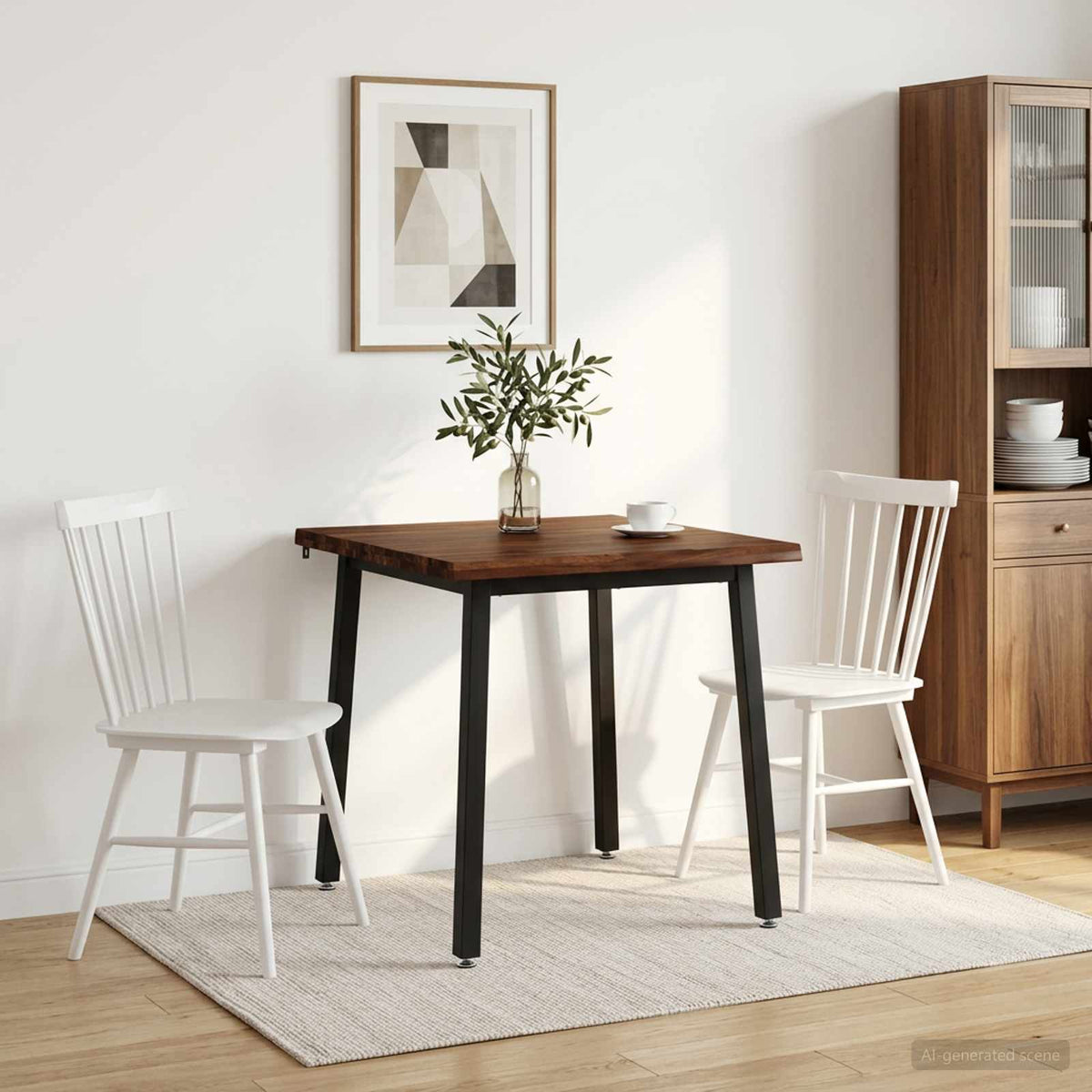 60 x 55 x 75 cm Legno di Acacia Massello Marrone scuro e Nero | homemem39