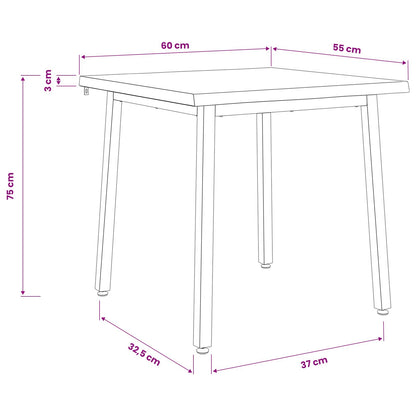 60 x 55 x 75 cm Legno di Acacia Massello Marrone scuro e Nero | homemem39