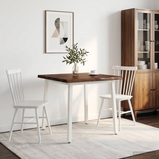60 x 55 x 75 cm Legno di Acacia Massello Marrone scuro e Bianco | homemem39