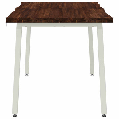 90 x 55 x 75 cm Legno di Acacia Massello Marrone scuro e Bianco | homemem39