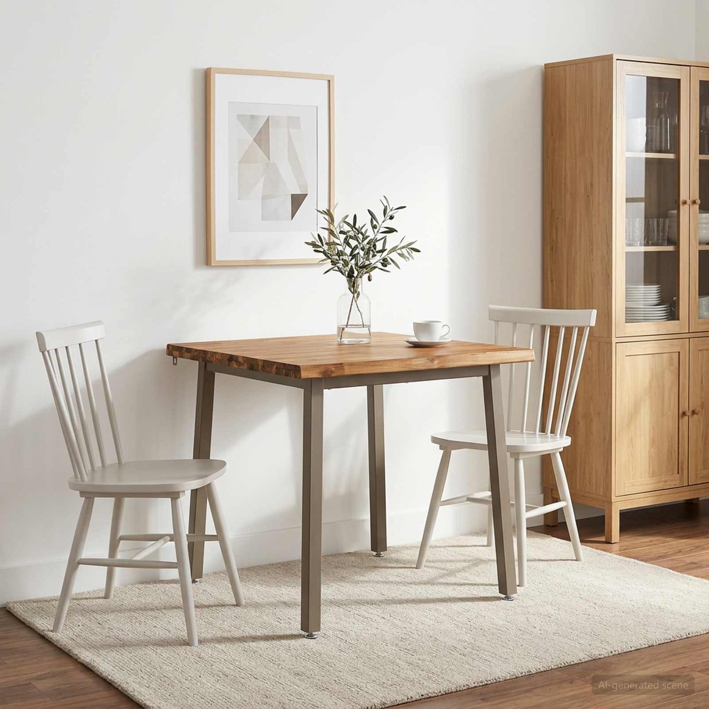 70 x 70 x 75 cm Legno di Acacia Massello Naturale e Caffè