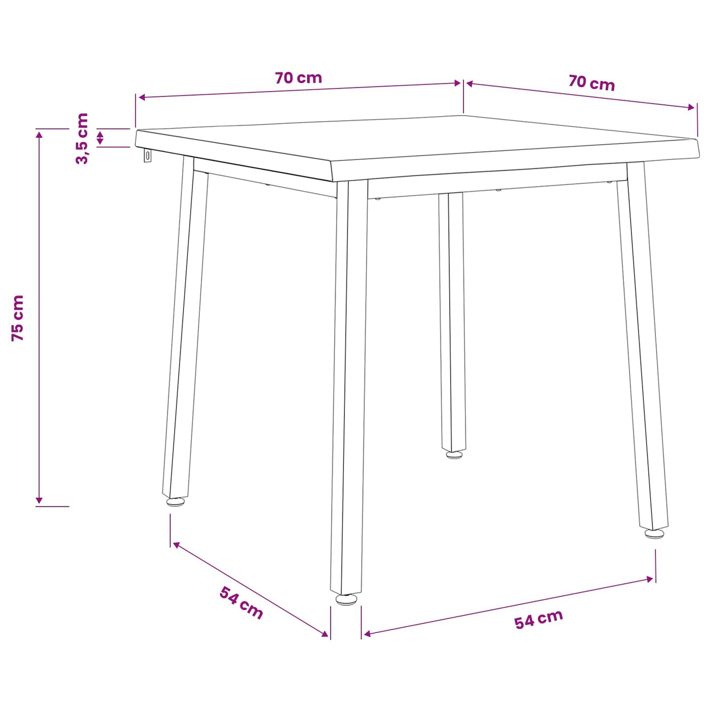 70 x 70 x 75 cm Legno di Acacia Massello Naturale e Caffè | homemem39