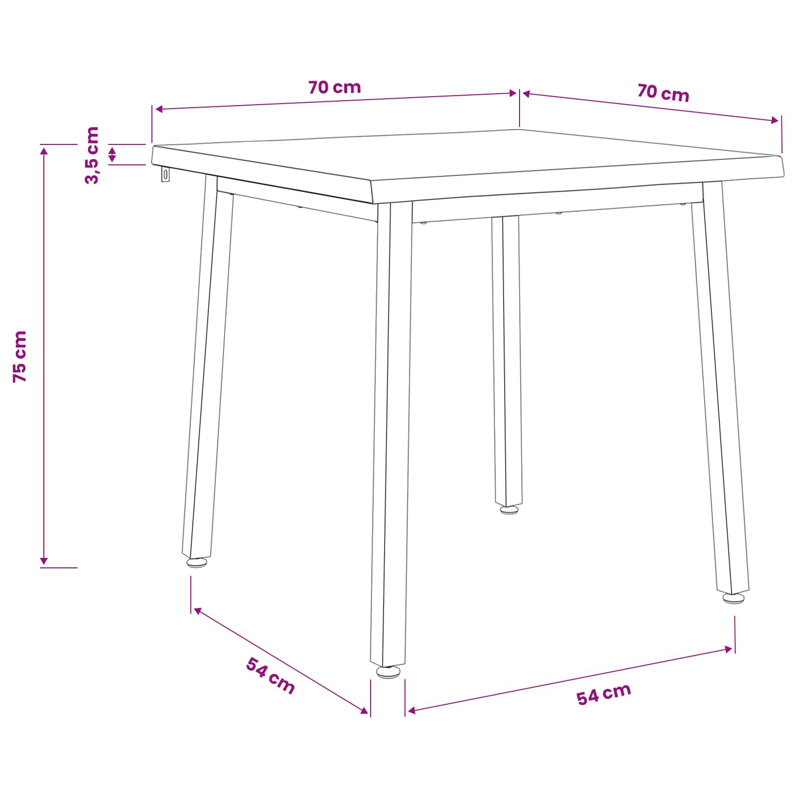 70 x 70 x 75 cm Legno di Acacia Massello Naturale e Caffè | homemem39