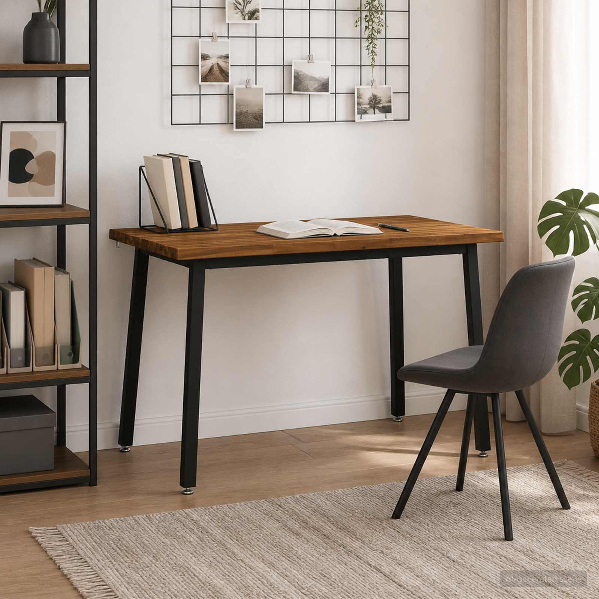 120 x 80 x 75 cm Legno di Acacia Massello Naturale e Nero | homemem39