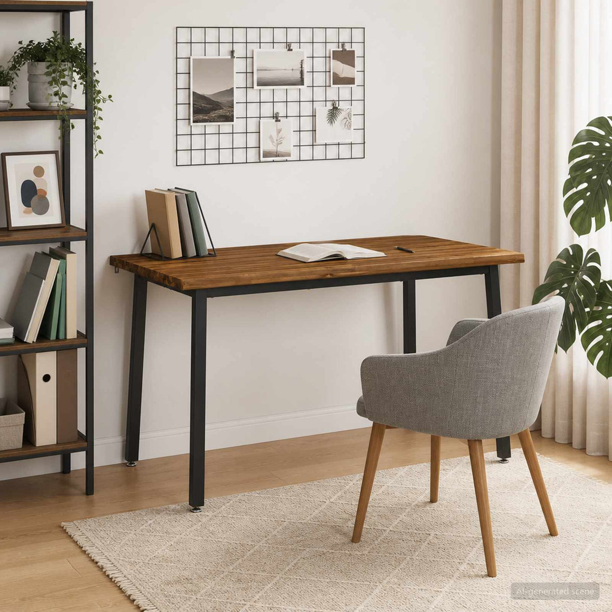 140 x 80 x 75 cm Legno di Acacia Massello Naturale e Nero | homemem39