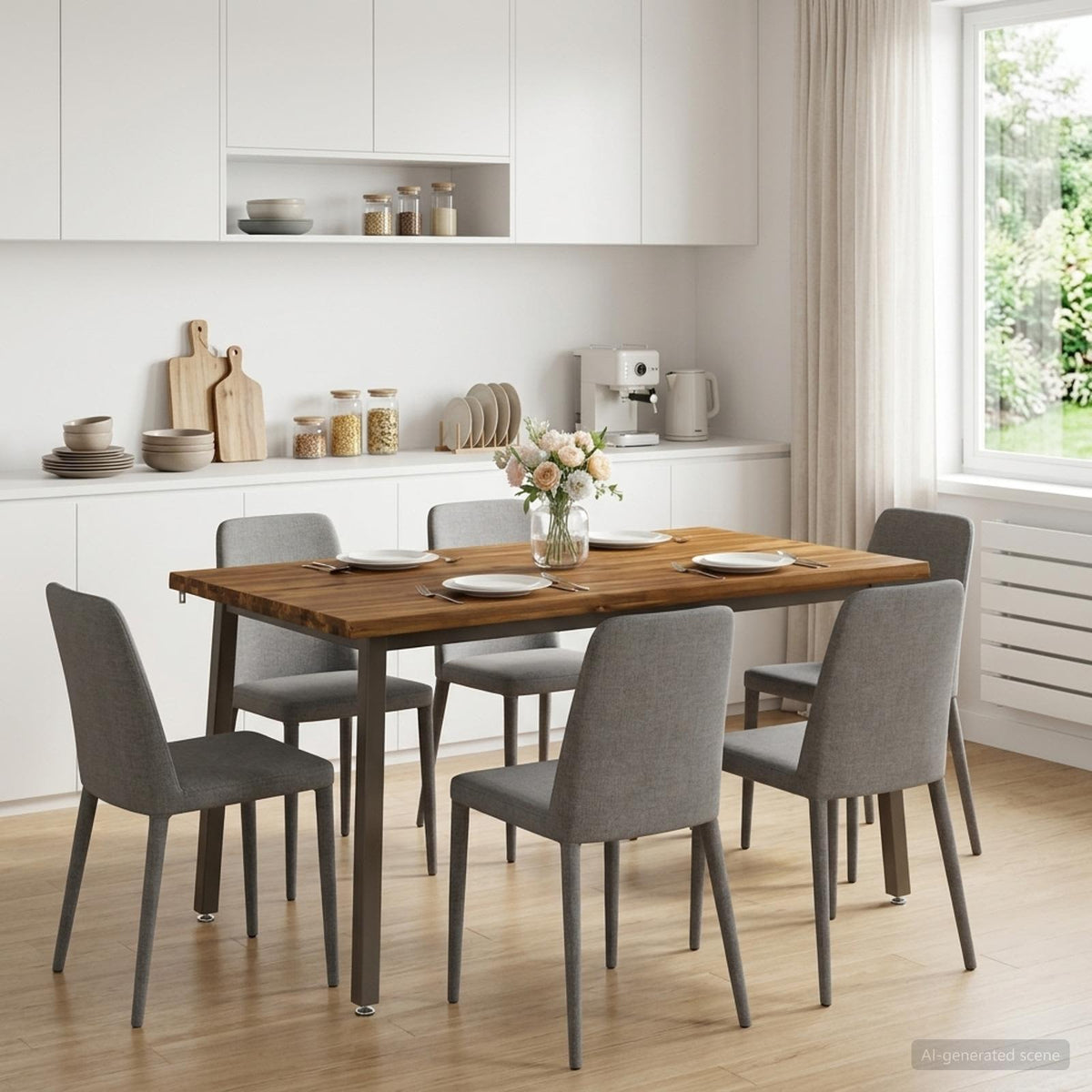 140 x 80 x 75 cm Legno di Acacia Massello Naturale e Caffè