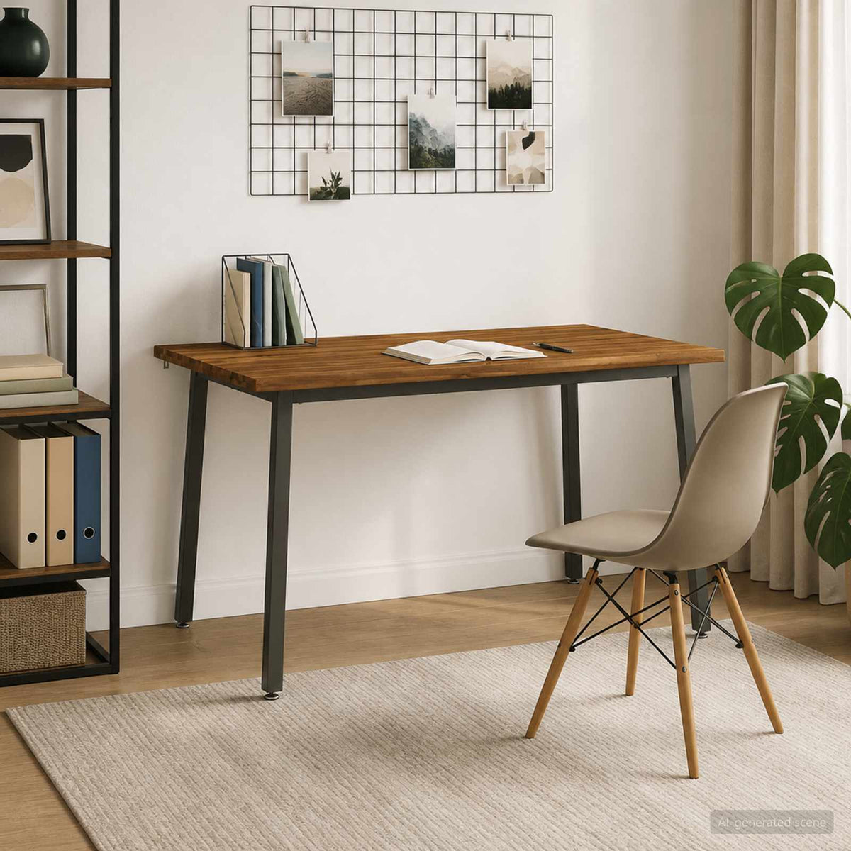 140 x 80 x 75 cm Legno di Acacia Massello Naturale e Caffè