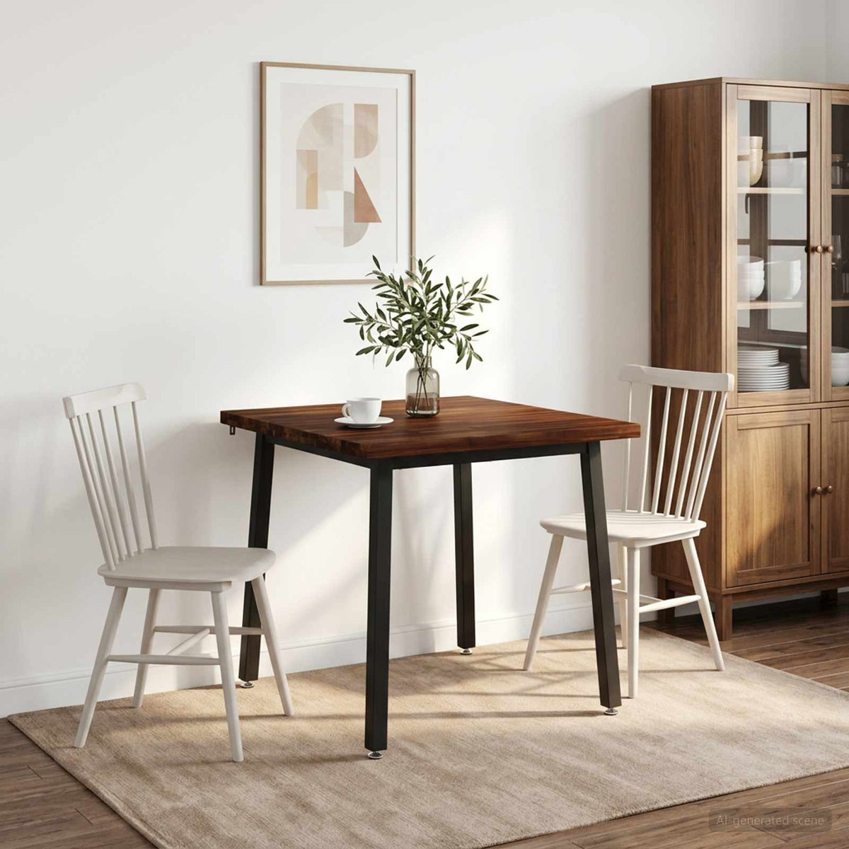 90 x 90 x 75 cm Legno di Acacia Massello Marrone scuro e Nero | homemem39