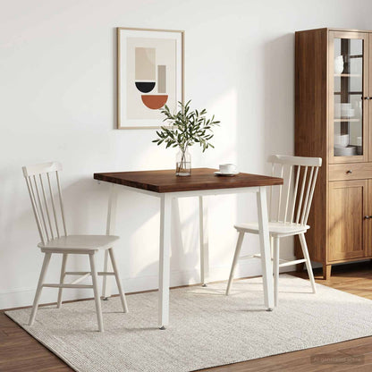 70 x 70 x 75 cm Legno di Acacia Massello Marrone scuro e Bianco