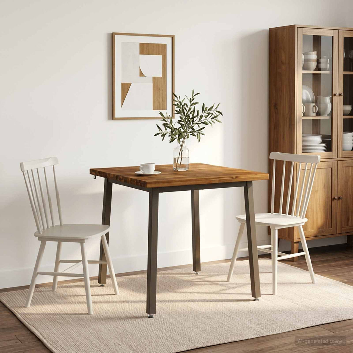 90 x 90 x 75 cm Legno di Acacia Massello Naturale e Caffè