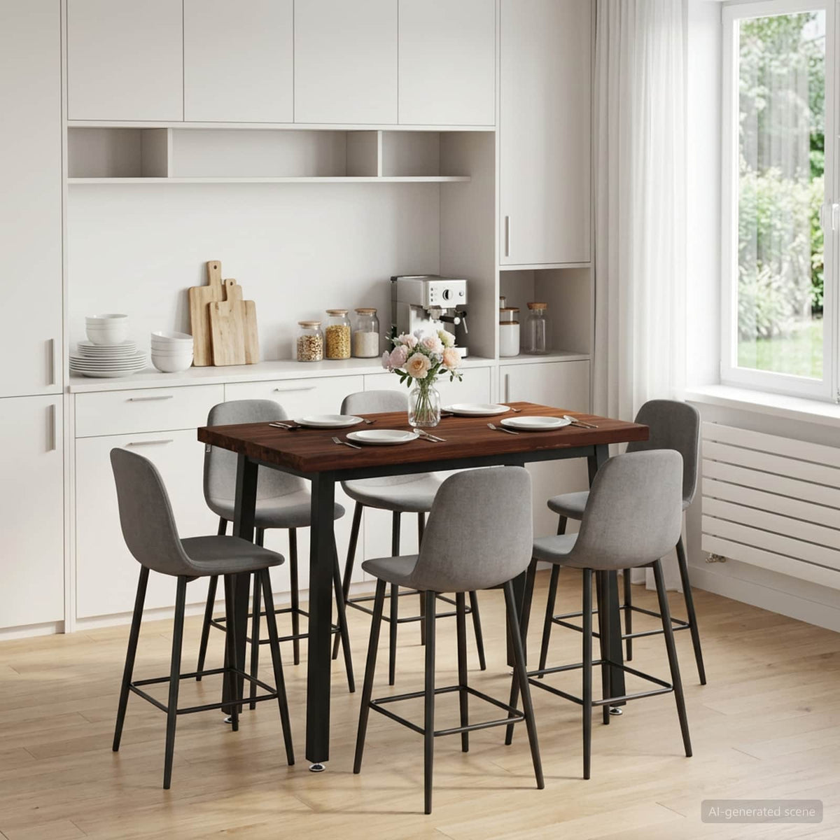110 x 55 x 75 cm Legno di Acacia Massello Marrone scuro e Nero | homemem39