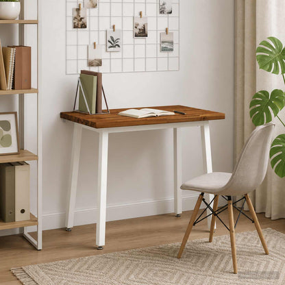110 x 55 x 75 cm Legno di Acacia Massello Naturale e Bianco