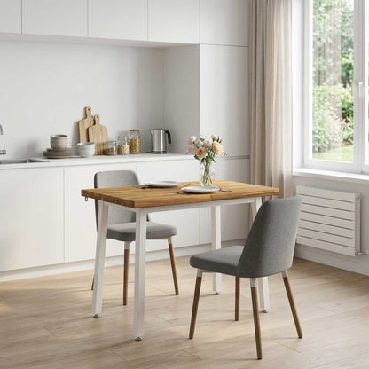 110 x 55 x 75 cm Legno di Acacia Massello Bianco Rettangolare