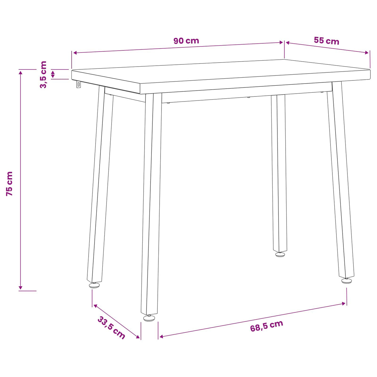 90 x 55 x 75 cm Legno di Acacia Massello Bianco Rettangolare
