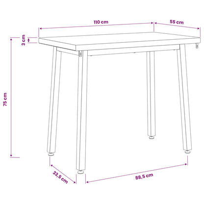 110 x 55 x 75 cm Legno di Acacia Massello Marrone scuro e Nero | homemem39