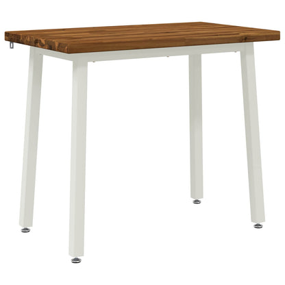 110 x 55 x 75 cm Legno di Acacia Massello Naturale e Bianco