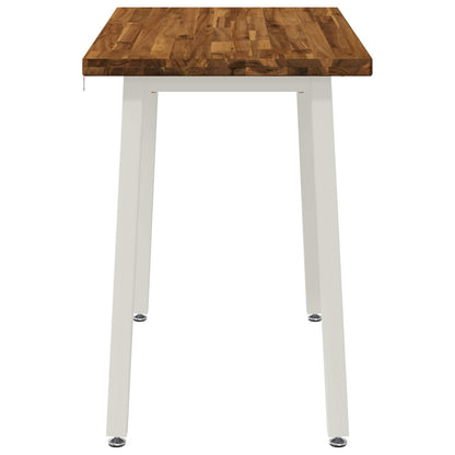 110 x 55 x 75 cm Legno di Acacia Massello Naturale e Bianco