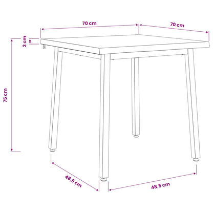 70 x 70 x 75 cm Legno di Acacia Massello Marrone scuro e Nero | homemem39