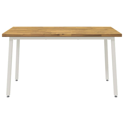 140 x 80 x 75 cm Legno di Acacia Massello Bianco Rettangolare | homemem39