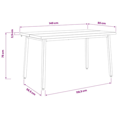140 x 80 x 75 cm Legno di Acacia Massello Bianco Rettangolare | homemem39