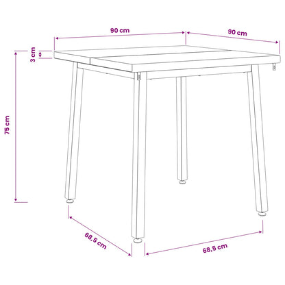 90 x 90 x 75 cm Legno di Acacia Massello Marrone scuro e Nero | homemem39