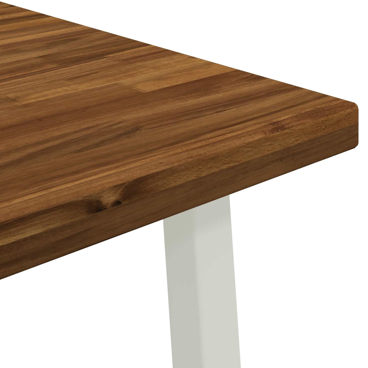90 x 90 x 75 cm Legno di Acacia Massello Naturale e Bianco | homemem39