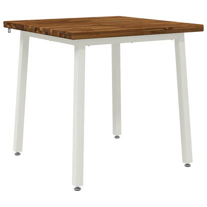 90 x 90 x 75 cm Legno di Acacia Massello Naturale e Bianco | homemem39